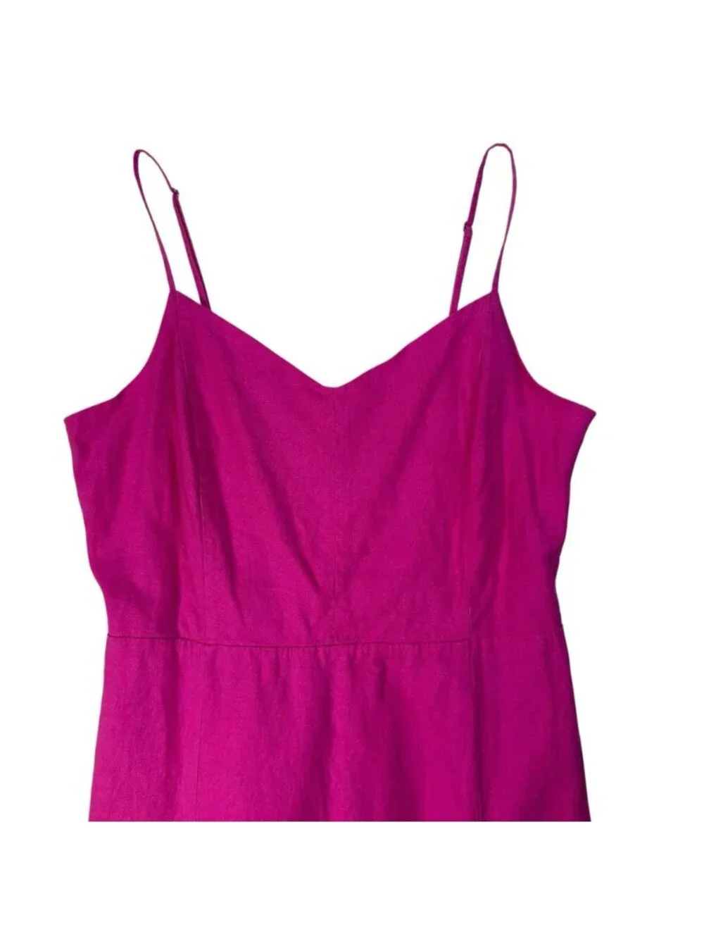 J.CREW Pink Linen Blend Slip Dress Midi Strappy V-Neck Size 10 Sheath Vacation